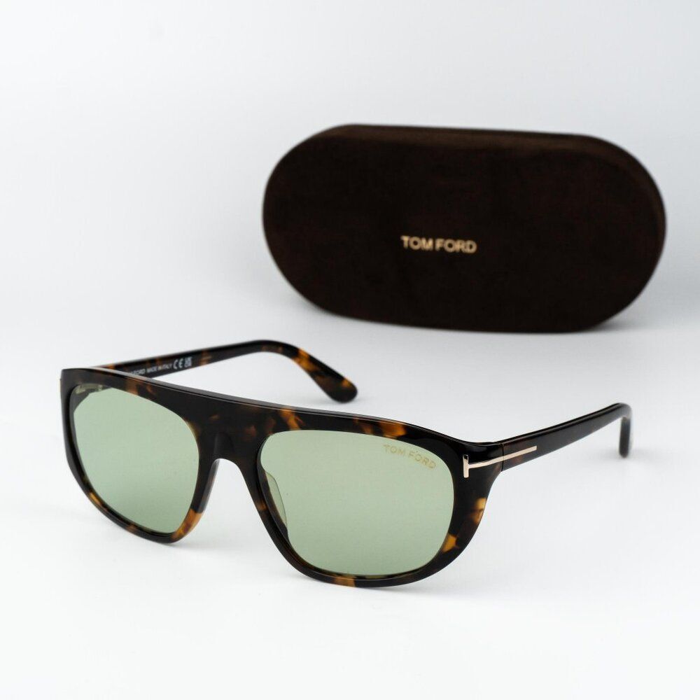 Tom Ford EDWARD-02 Men Sunglasses Havana Green Photochromic Aviator FT1002/S 52N